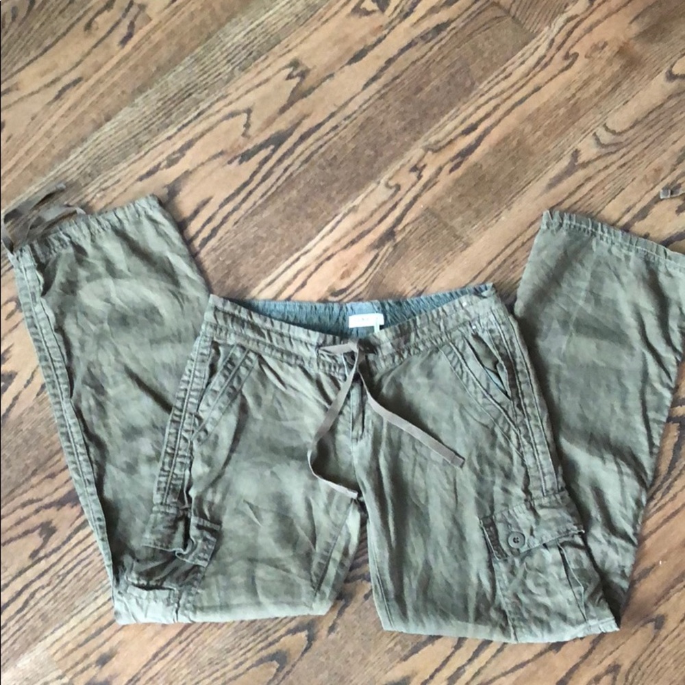 Linen green ultra low waist pants